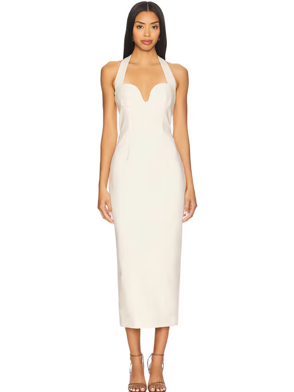 Camila Coelho Cream Halter Midi Dress